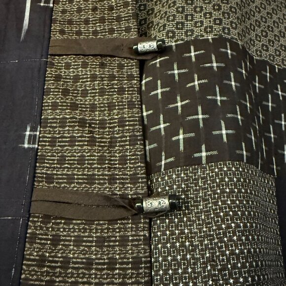 Vtg Melinda Phillips Sz S/M Asian Theme Brown Silk Two-Piece Patchwork **READ** - Picture 9 of 10